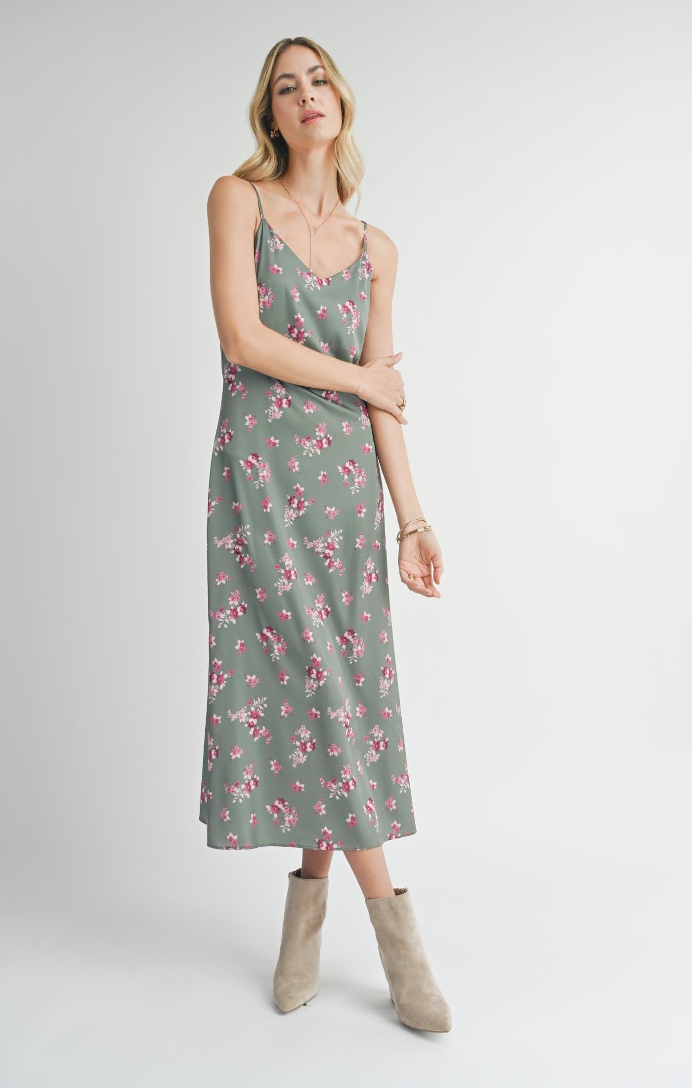 SADIE & SAGE DRESSES Dark Sage / XS Hostess Slip Maxi Dress