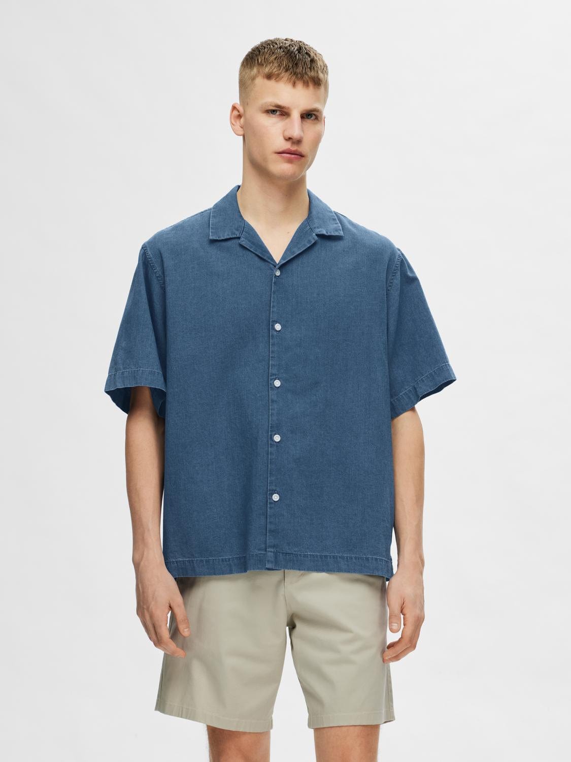 M TOPS - Selected - Boxy Denim Resort Shirt - PLENTY