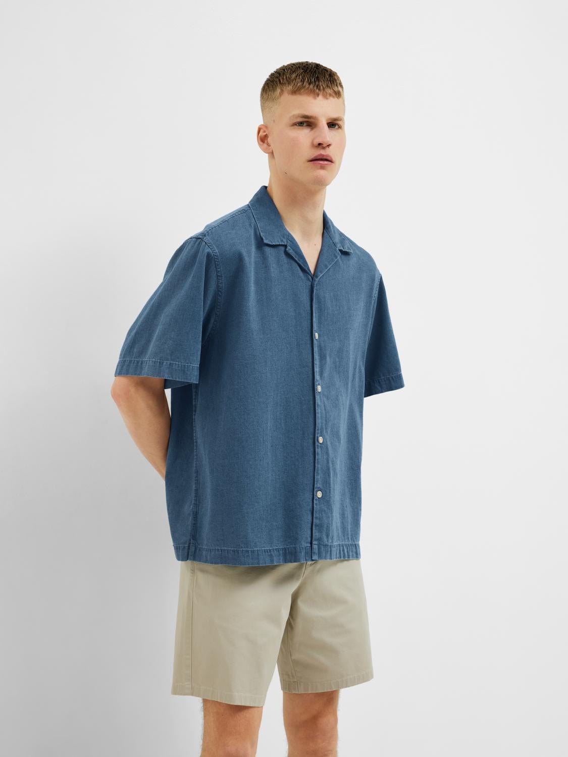 M TOPS - Selected - Boxy Denim Resort Shirt - PLENTY