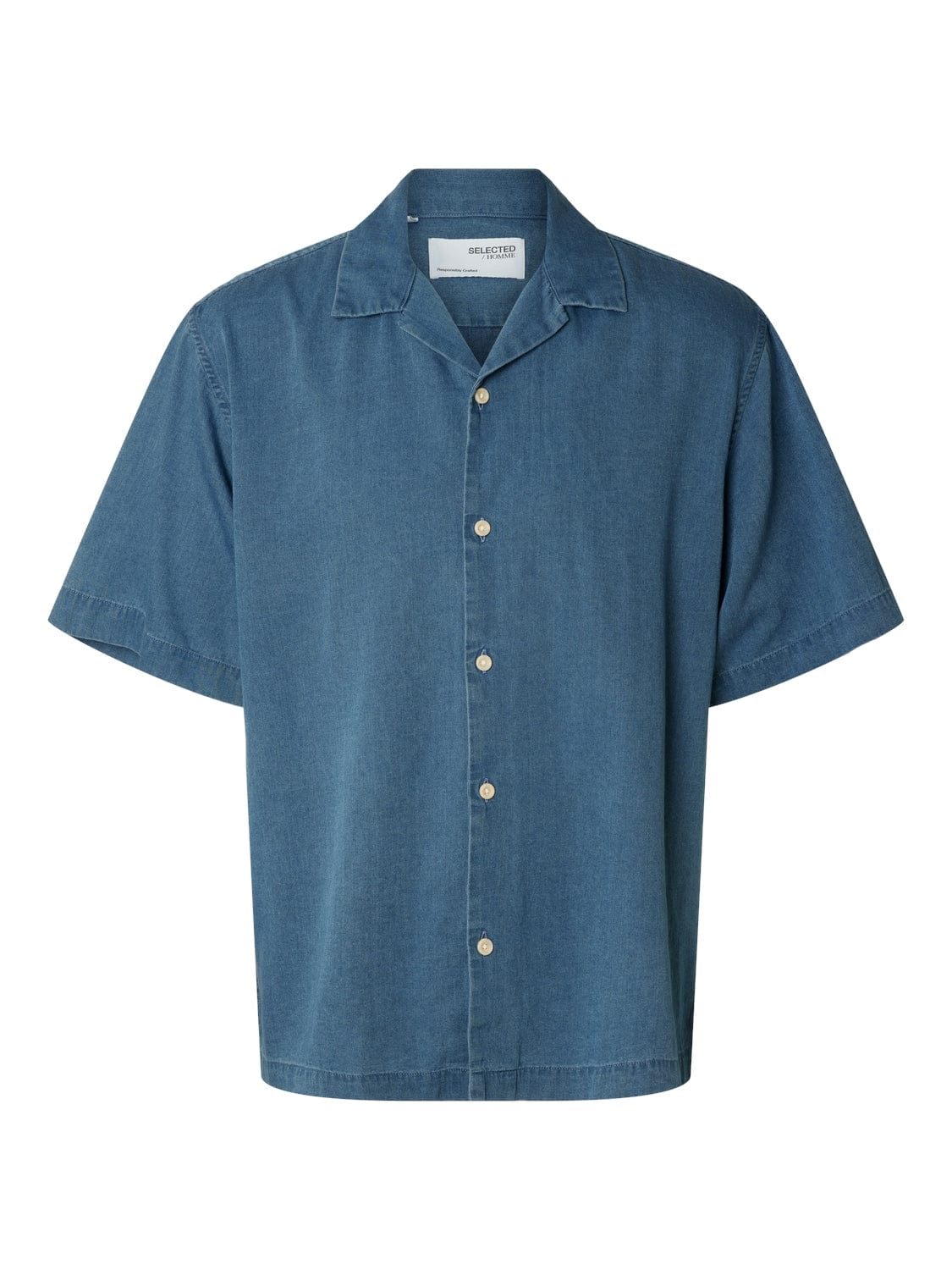 M TOPS - Selected - Boxy Denim Resort Shirt - PLENTY