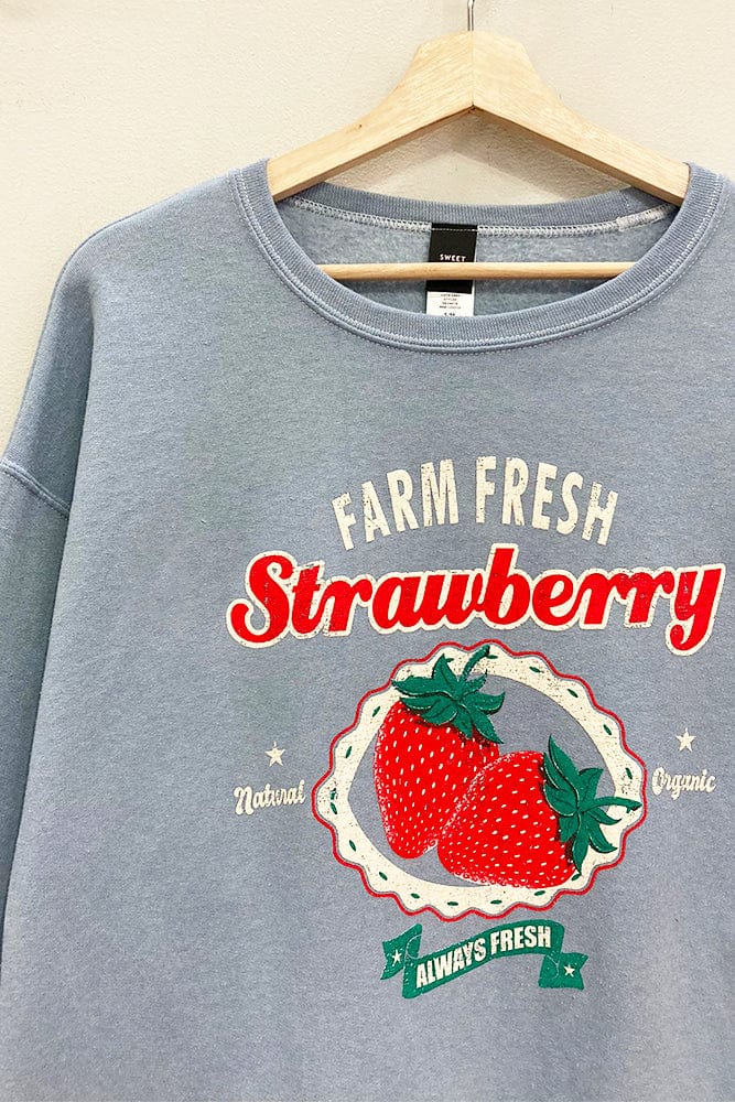 SWEET CLAIRE Sweater Farm Fresh Strawberry Sweatshirt