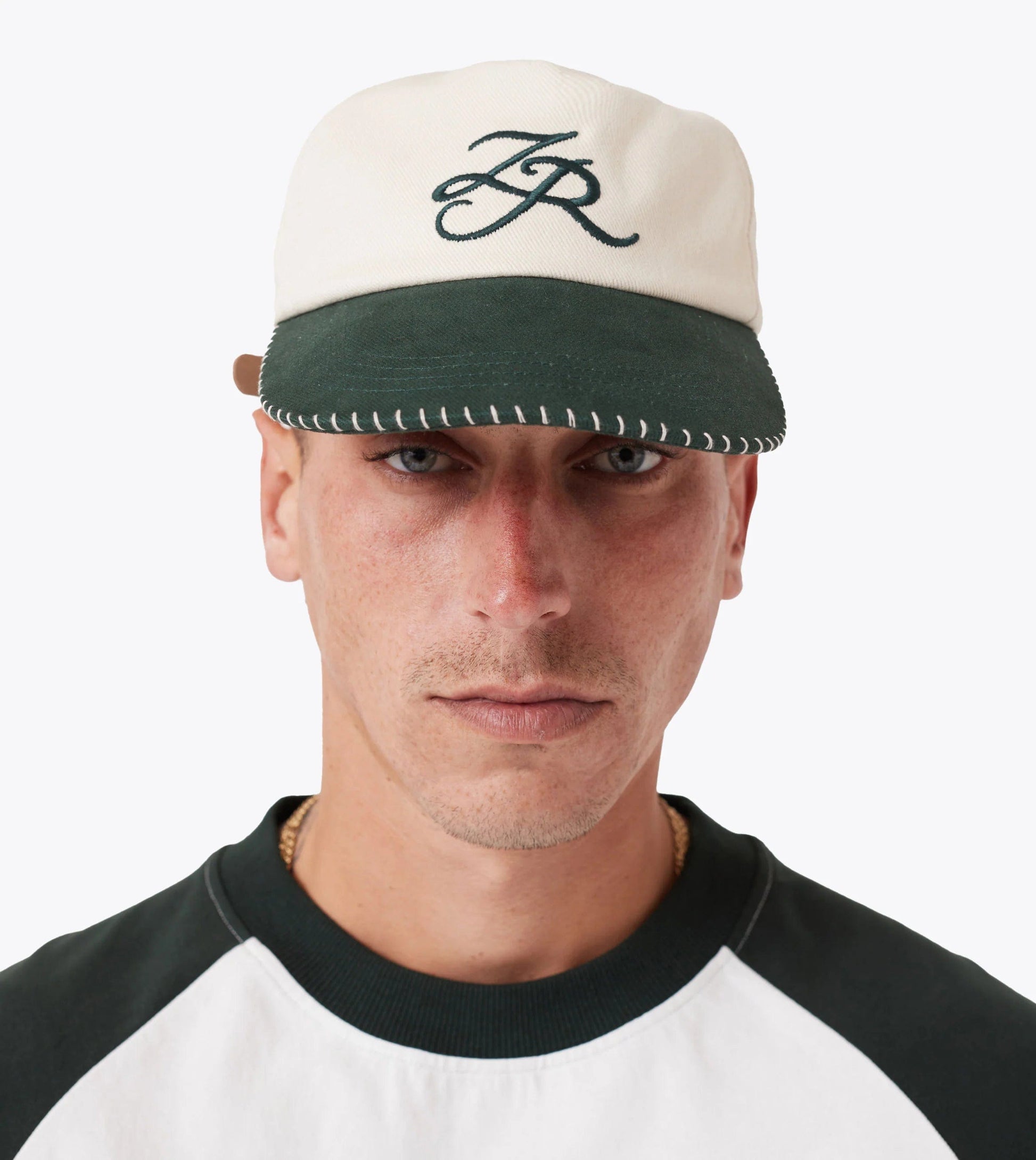 Zanerobe ACCESSORIES Vintage White/Forest Stitched Emblem Cap