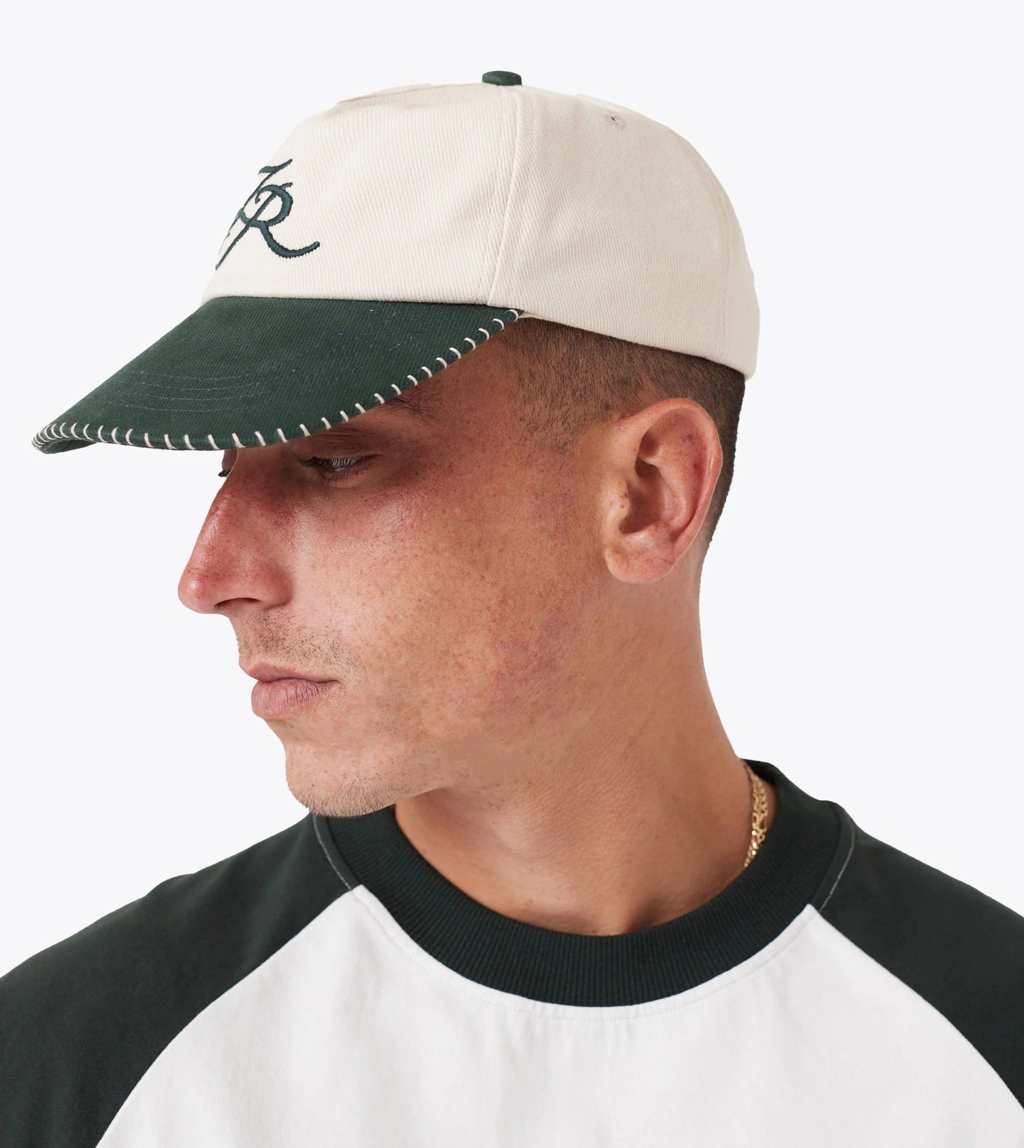 Zanerobe ACCESSORIES Vintage White/Forest Stitched Emblem Cap