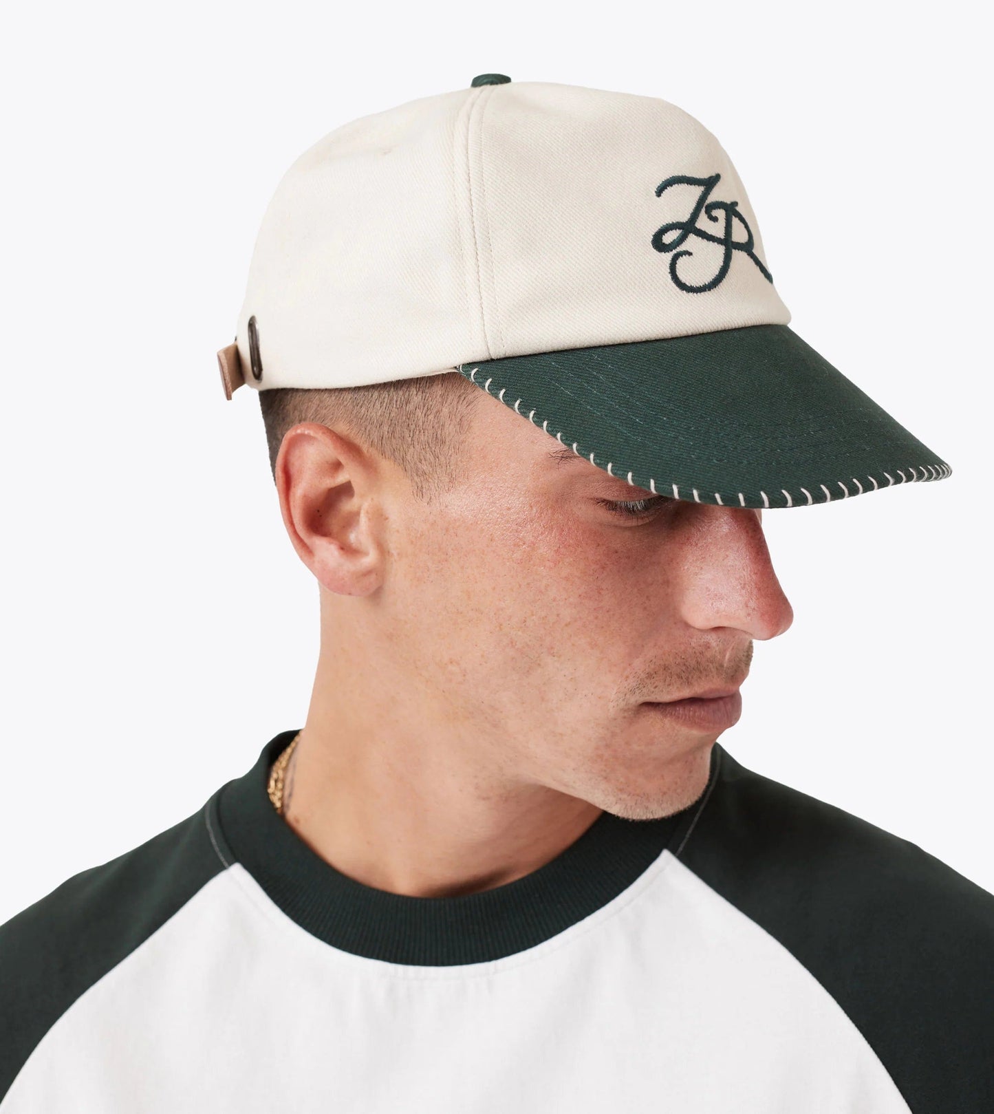 Zanerobe ACCESSORIES Vintage White/Forest Stitched Emblem Cap