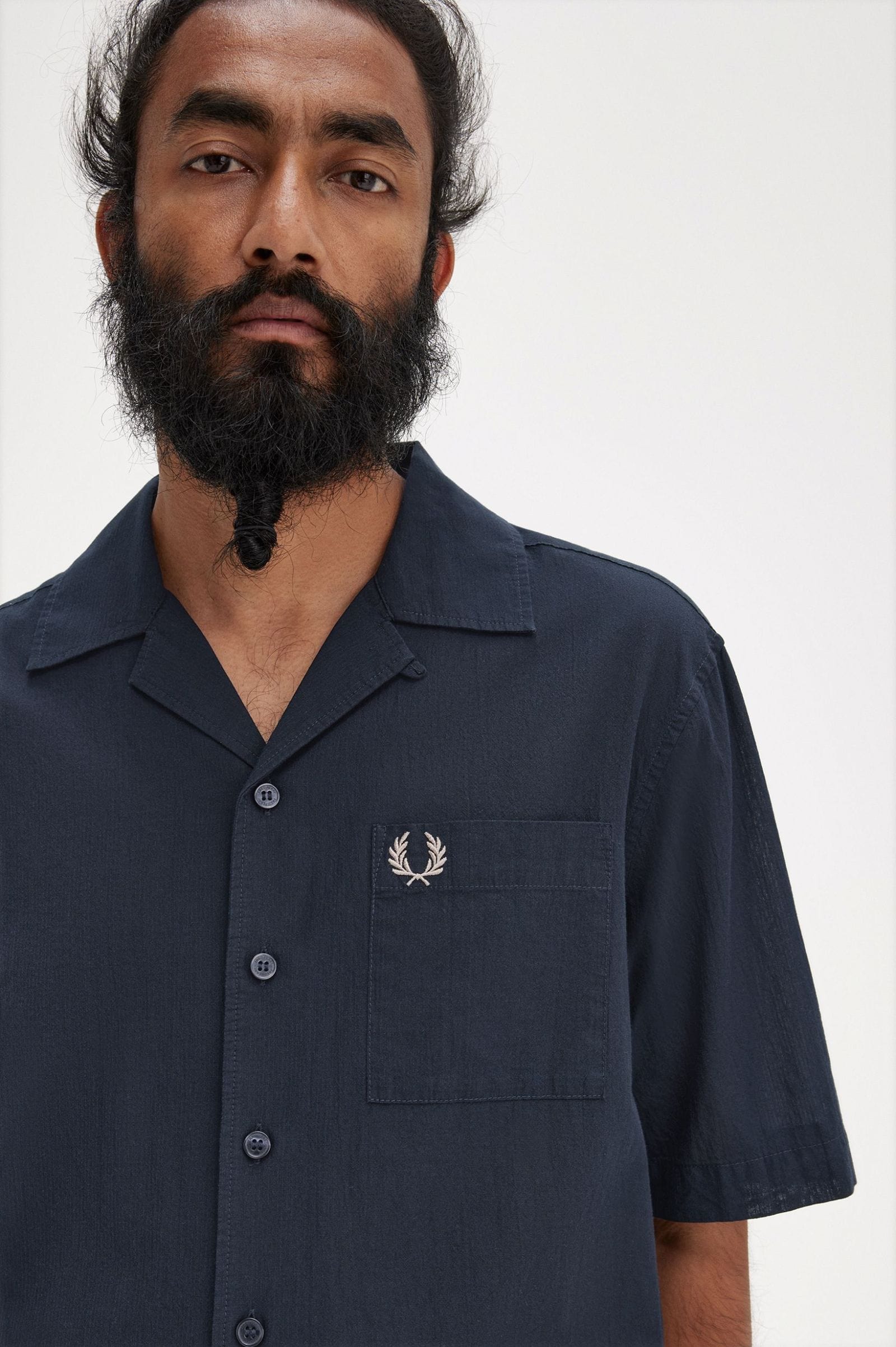 M TOPS - FRED PERRY - Lightweight Texture Revere Collar Shirt - PLENTY