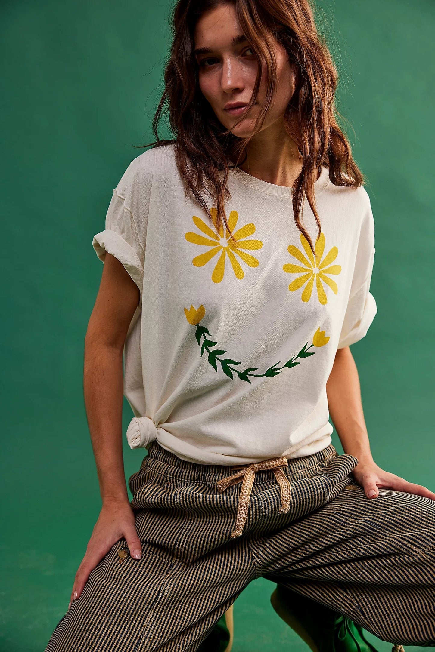 TOPS - FREE PEOPLE - Sunshine Smiles Tee - PLENTY