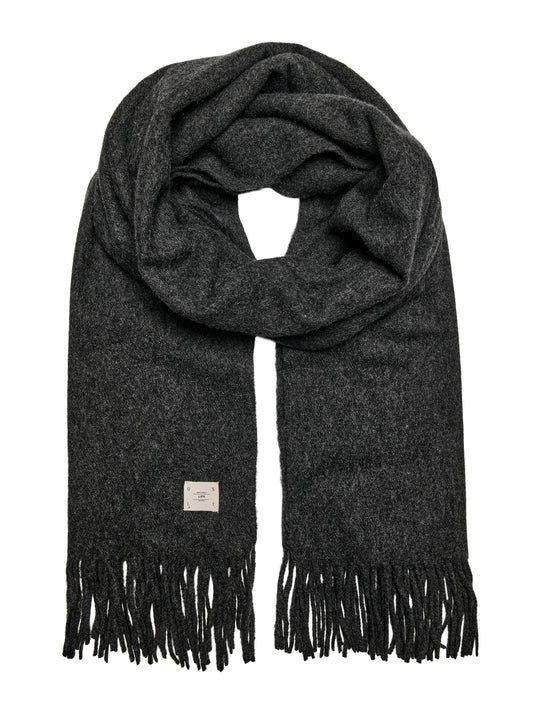 Only ACCESSORIES Dark Grey Melange Aida Life Wool Scarf