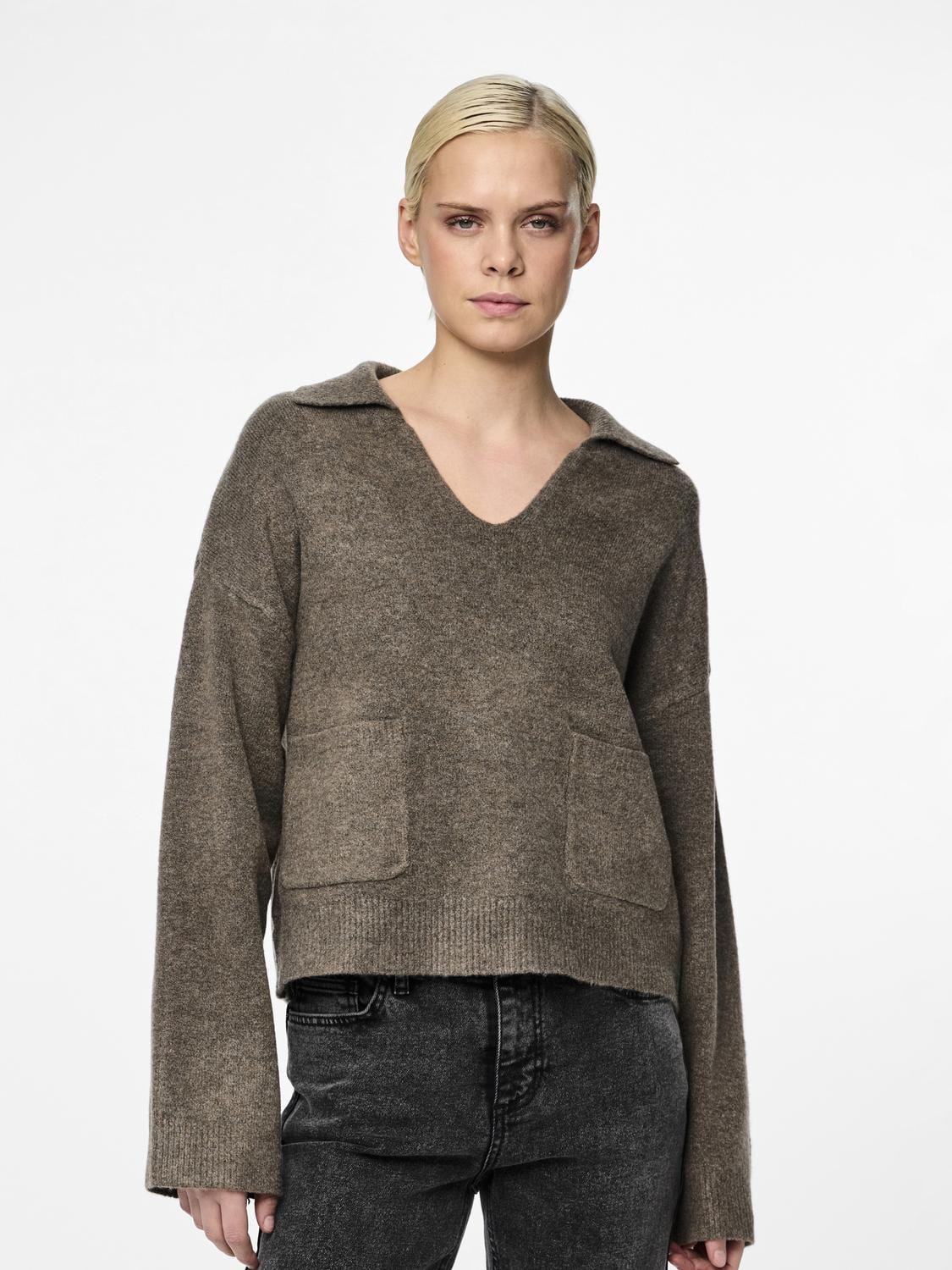 PIECES sweater Nuna V Neck Polo Knit