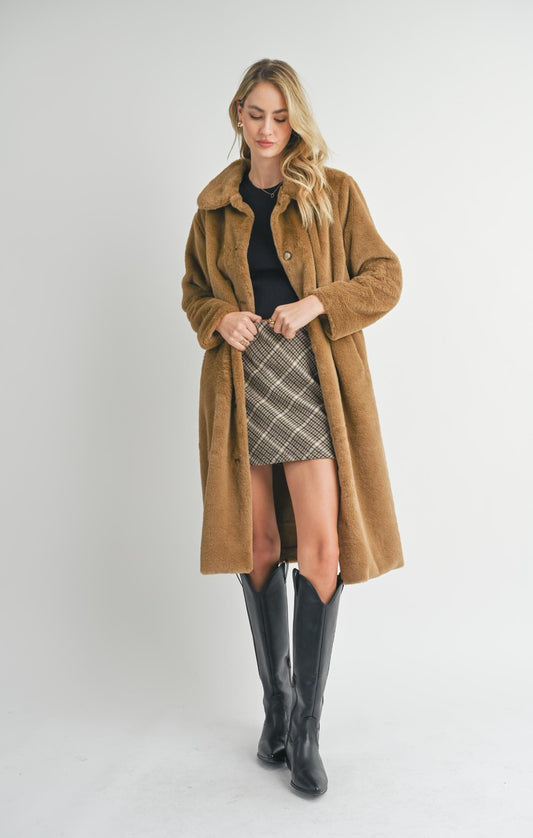 SADIE & SAGE OUTERWEAR Teddy Bear / XS Eden Faux Fur Long Coat