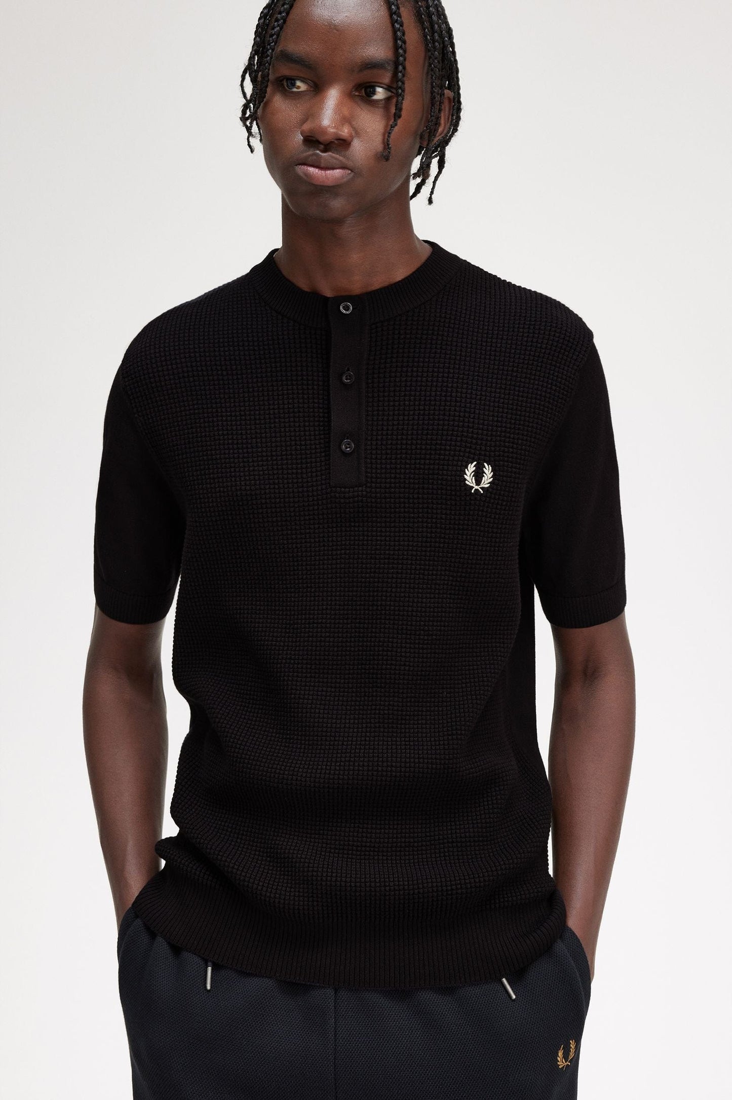 m tops - FRED PERRY - Waffle Stitch Henley Shirt - PLENTY