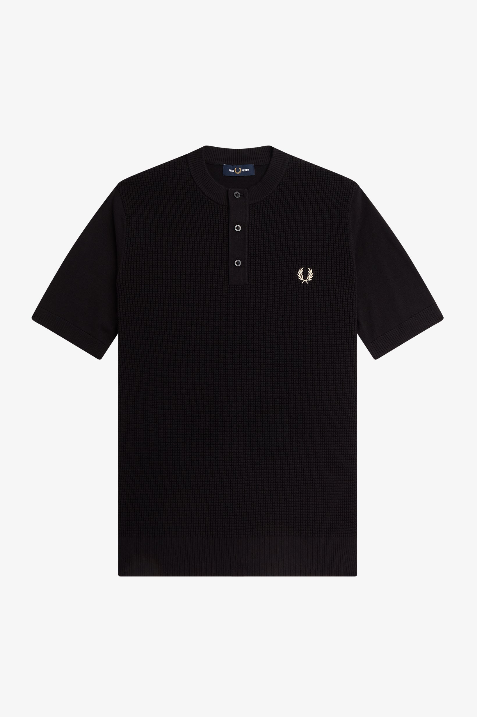 m tops - FRED PERRY - Waffle Stitch Henley Shirt - PLENTY