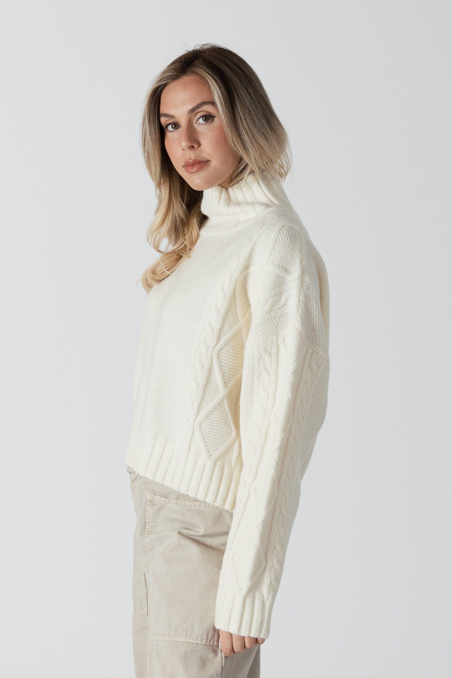 sweater - LYLA + LUXE - Mae Cable Detail Mockneck - PLENTY