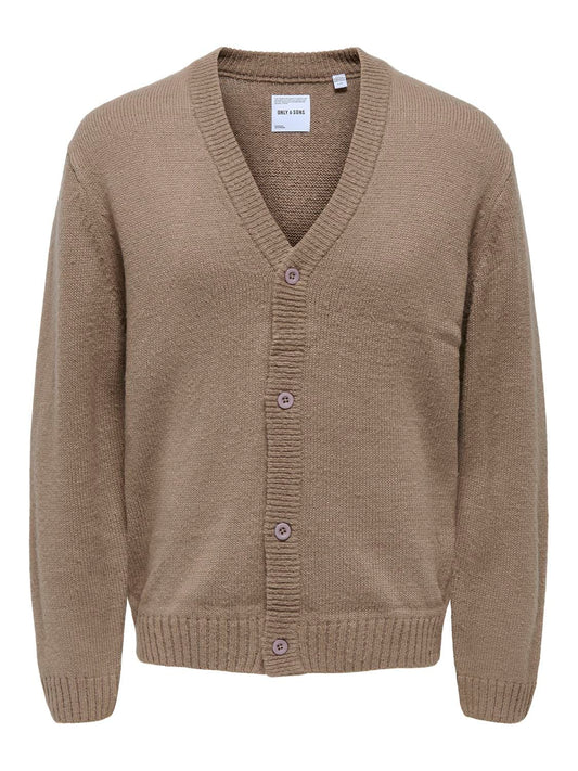 ONLY&SONS M SWEATERS Desert Taupe / S Anthony Knit 5-Button Cardigan