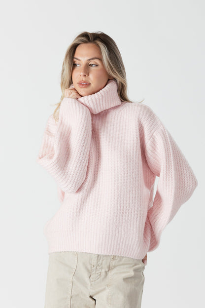 LYLA + LUXE Sweater Pink / XS Sahar Ribbed Turtle Neck Sweater