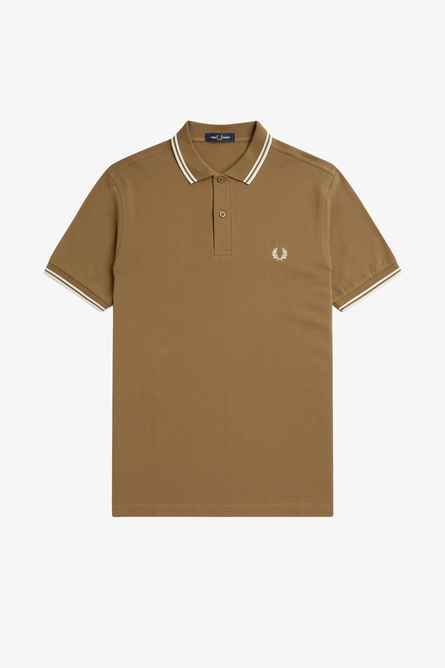 FRED PERRY m tops Shadow Stone/Snow White/Ecru / S Twin Tipped Shirt