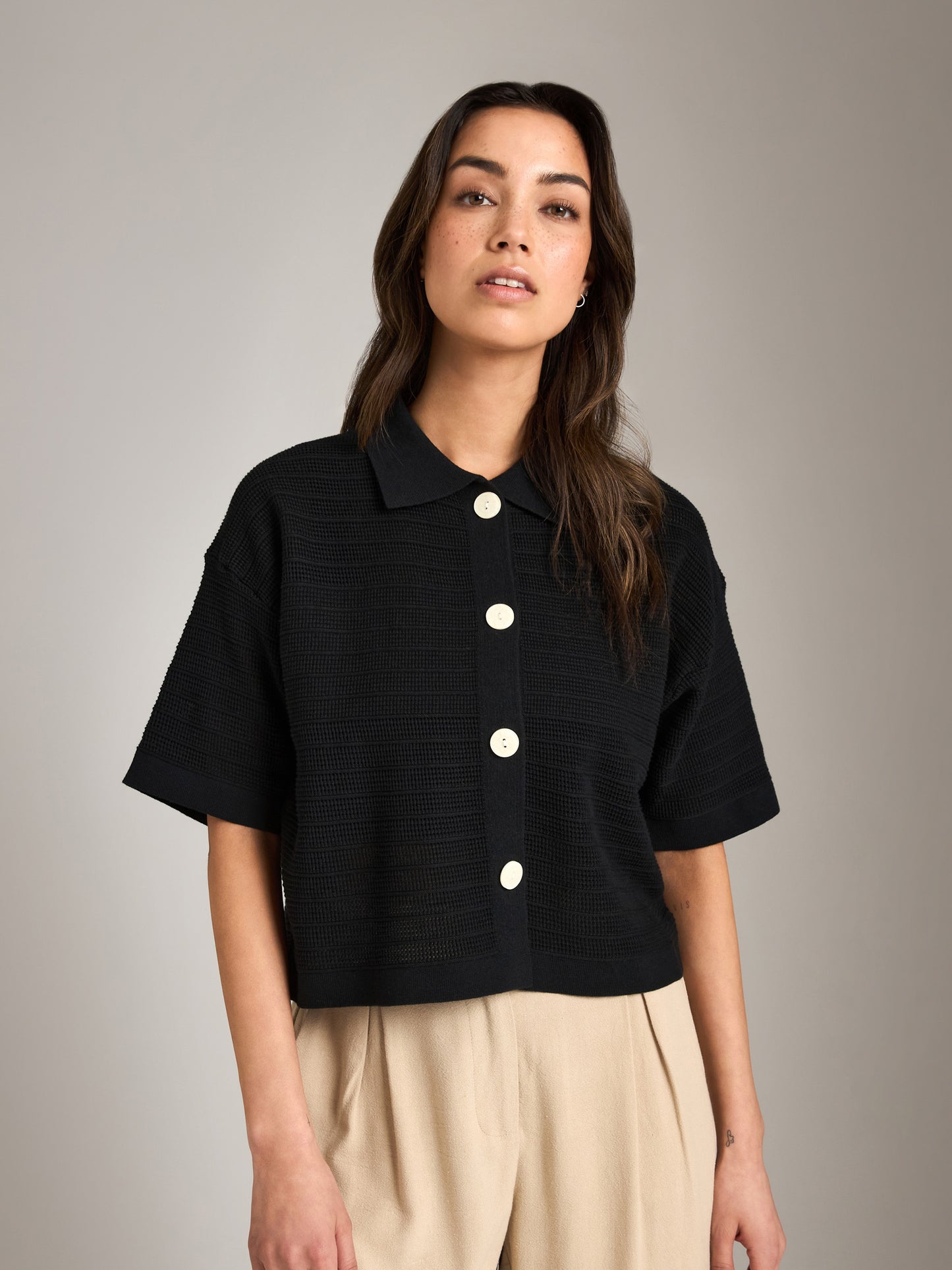 Sweater - M&L THE LABEL - Marie Drop Shoulder Shirt Cardigan - PLENTY