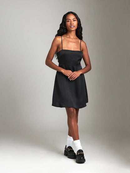 Monk & Lou Dresses Black / XS Satin Emory Mini Dress