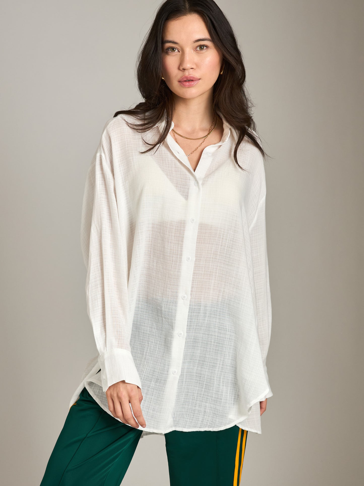 Sheer Button Down Shirt