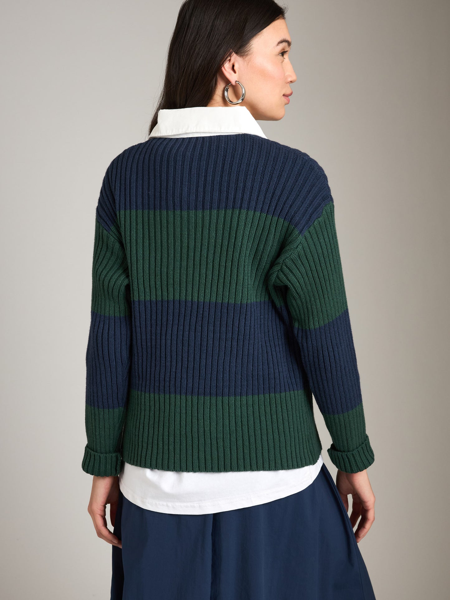 Striped Knit Polo Sweater