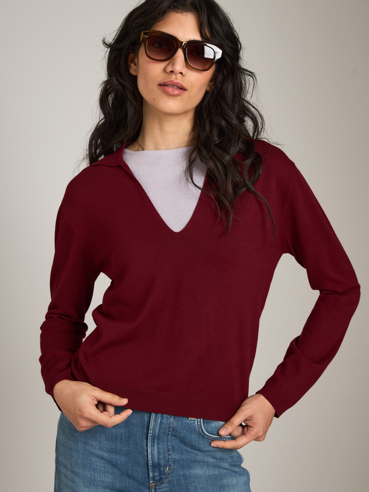 Leela V-Polo Sweater