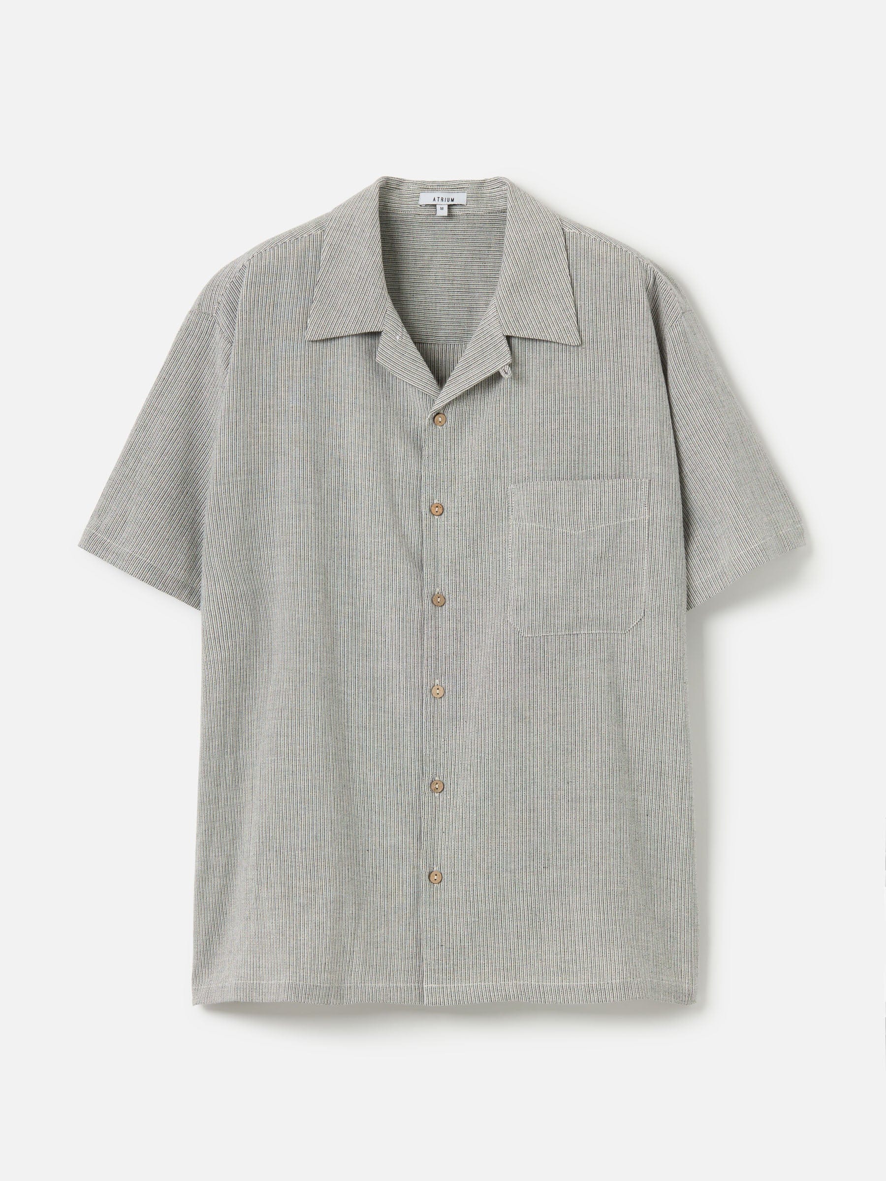 ATRIUM TOPS Black / S Mini Stripe Camp Shirt