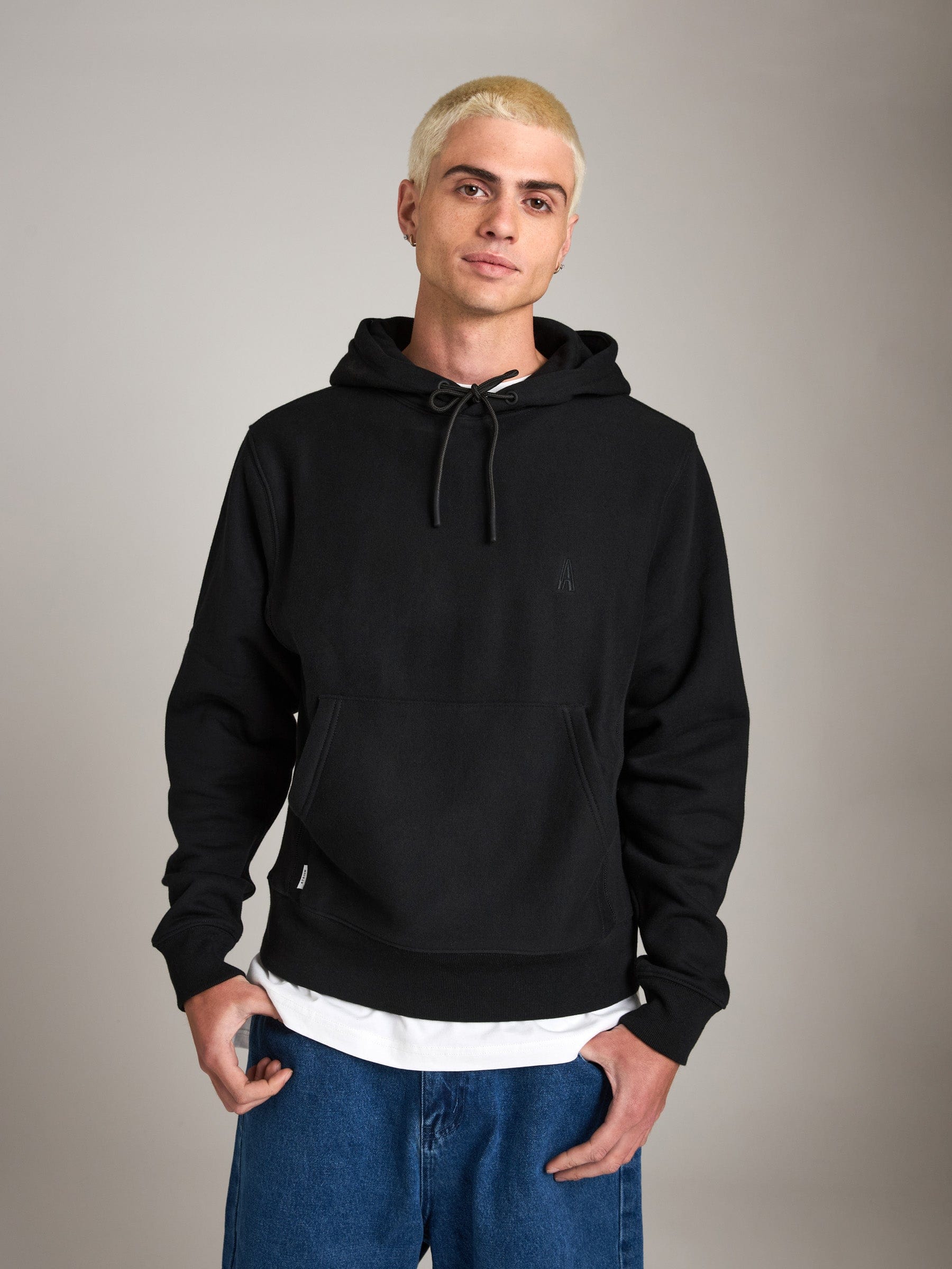 ATRIUM TOPS Black / XS Midweight Brush Fleece Hoody Pullover - Black