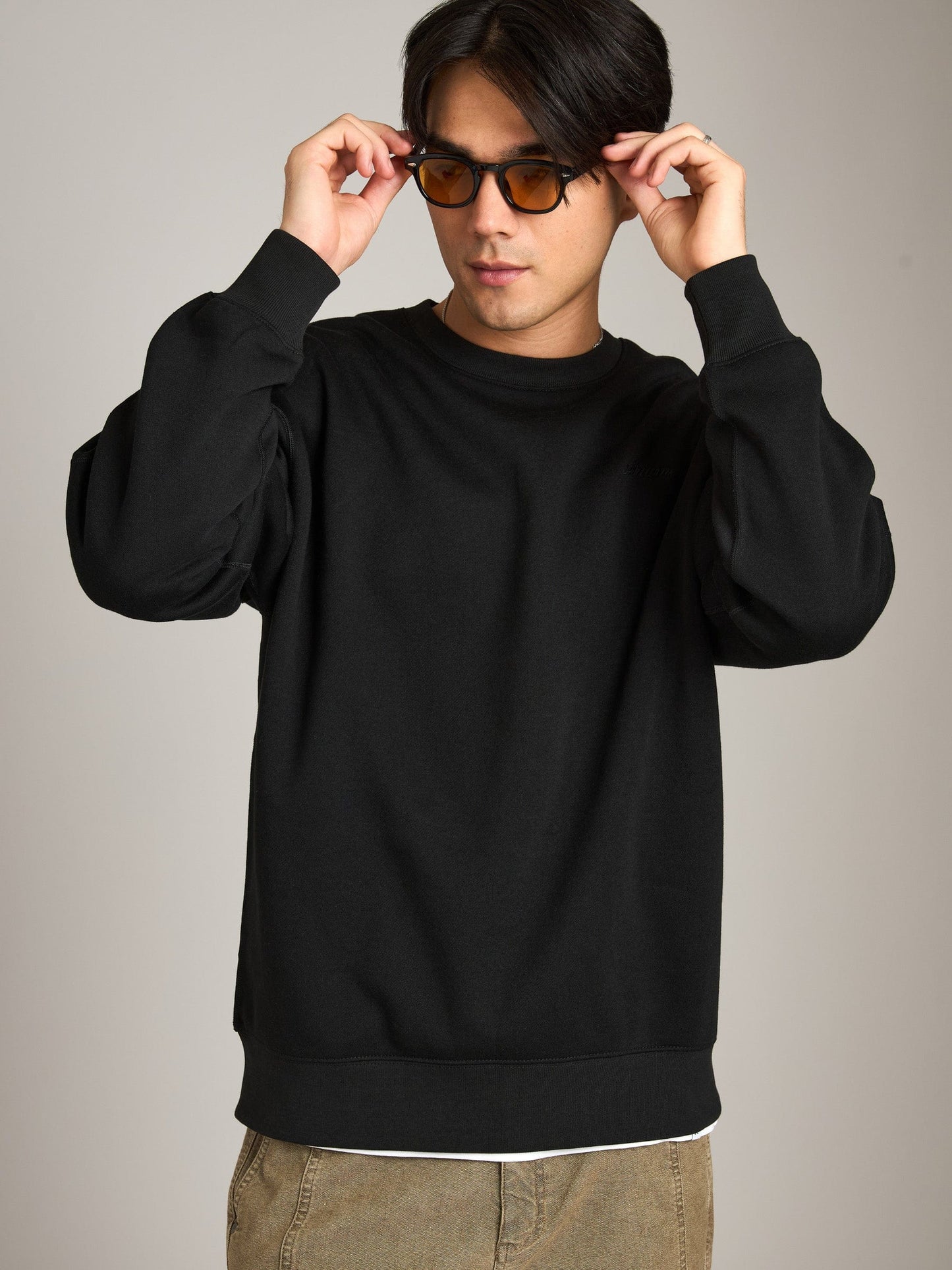 ATRIUM M SWEATERS Black / XS Reverse Weave Crewneck Pullover W/Script