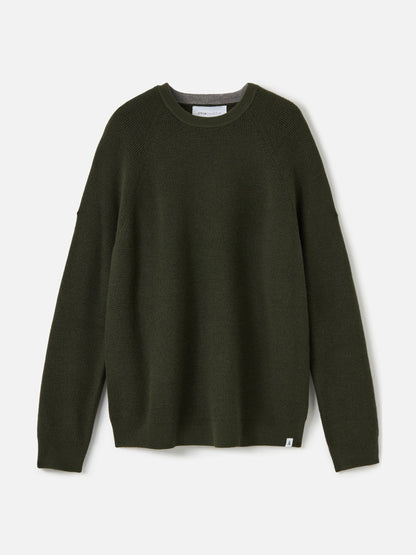 ATRIUM M SWEATERS Dark Green / XS Honeycomb Knit Crew Neck Pullover