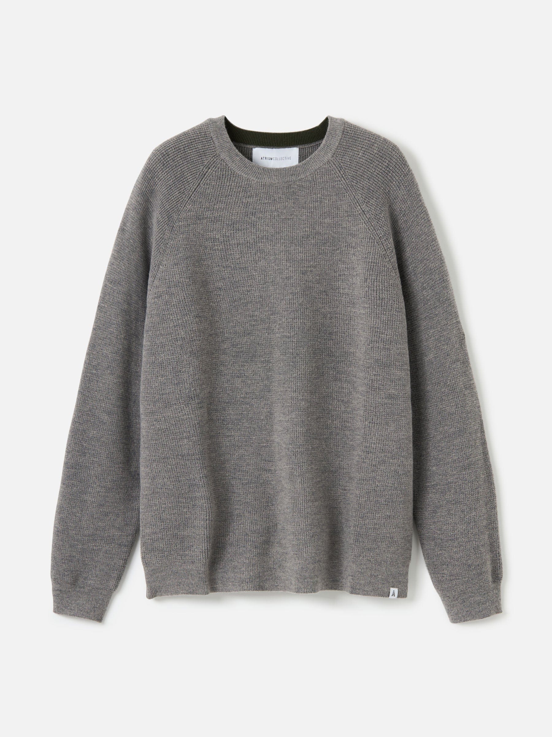 ATRIUM M SWEATERS Heather Gray Seal / XS Honeycomb Knit Crew Neck Pullover