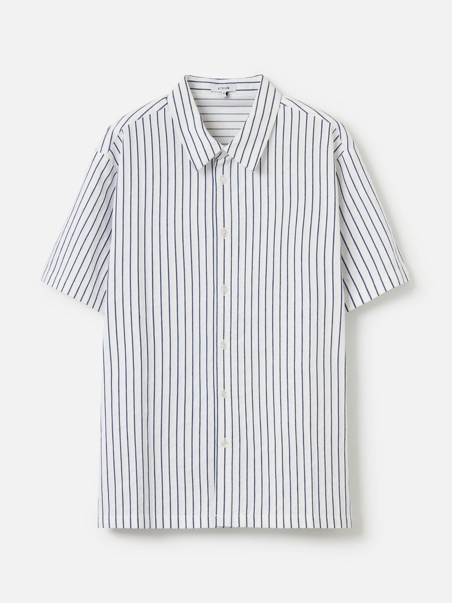 ATRIUM TOPS Ink Stripe / S Striped Short Sleeve Button Up Shirt