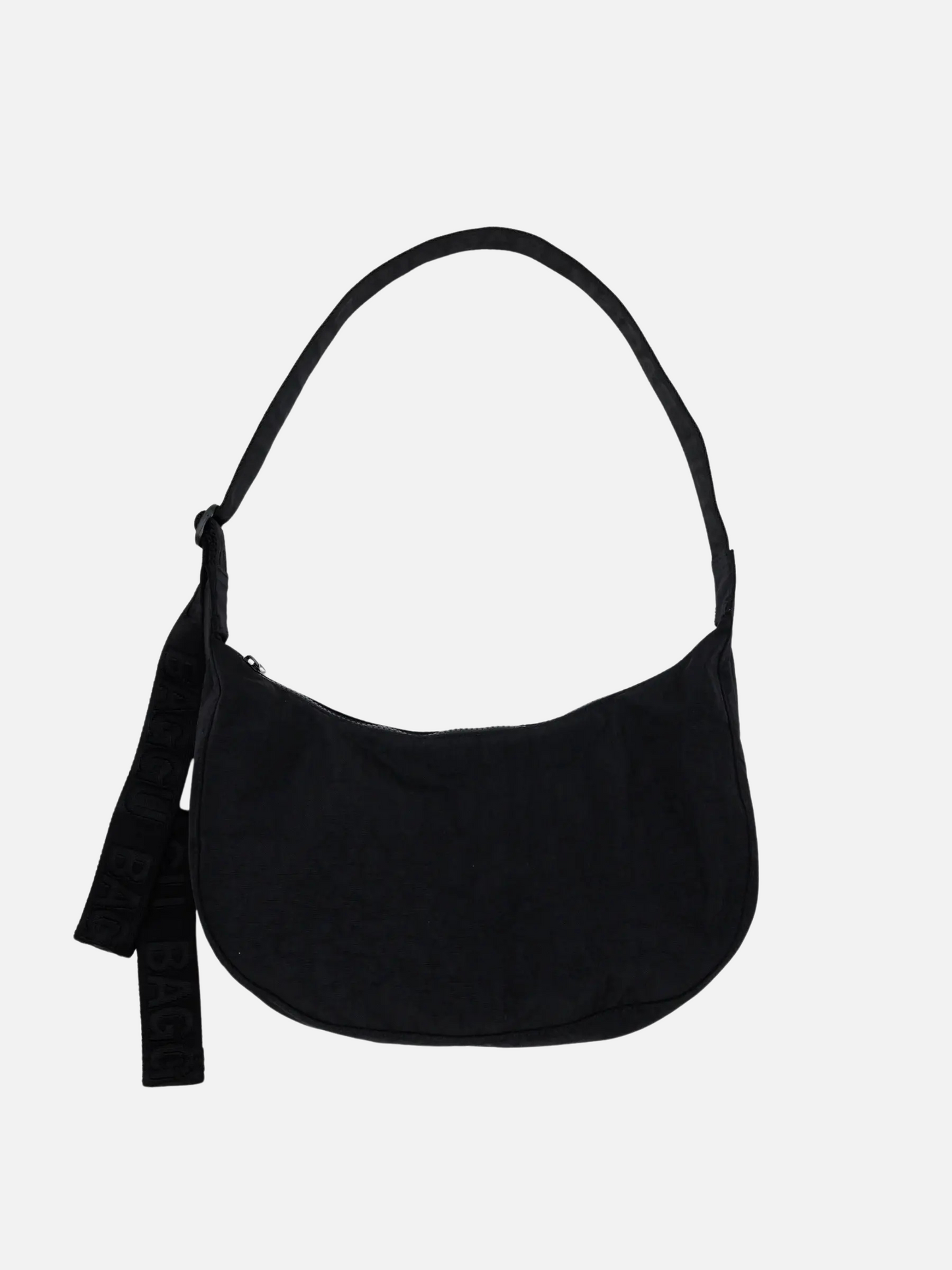 Medium Nylon Crescent Bag - Black