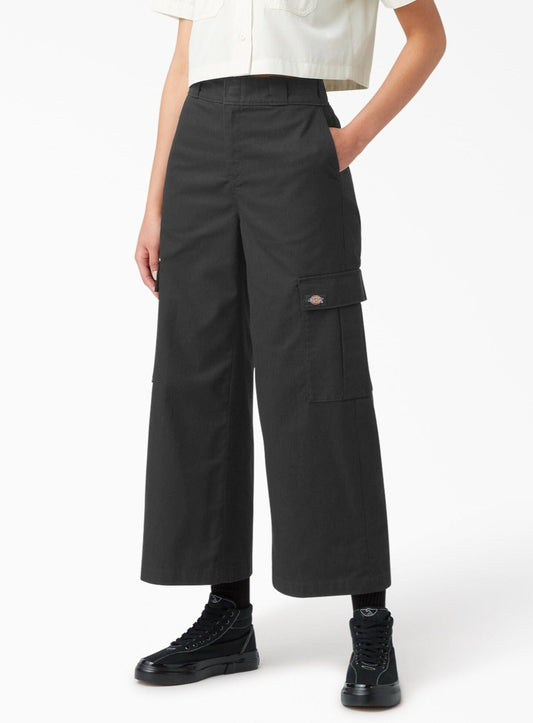 DICKIES Bottoms Stonewash Black / 0 Twill Crop Cargo Pants