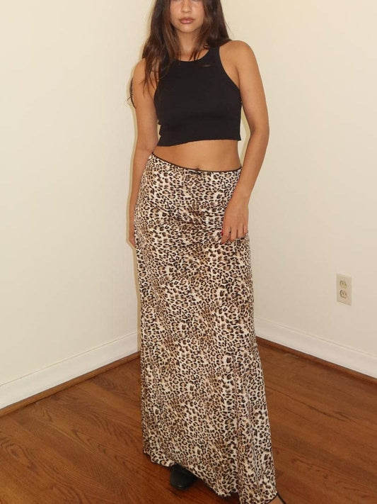 ET CLET BOTTOMS Leopard Maxi Skirt