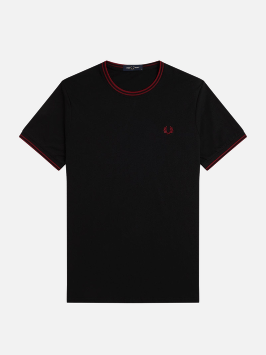 FRED PERRY TOPS Black / Burnt Red / S Twin Tipped T-Shirt