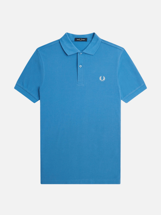 FRED PERRY TOPS Court Blue / Ecru / S Plain Shirt