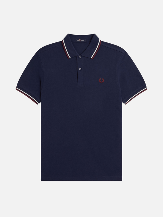 FRED PERRY TOPS Tennis Blue / Ecru / Oxblood / S Twin Tipped Shirt