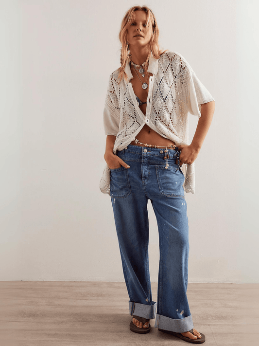 FREE PEOPLE denim Palmer Cuffed Jean - 100 Years