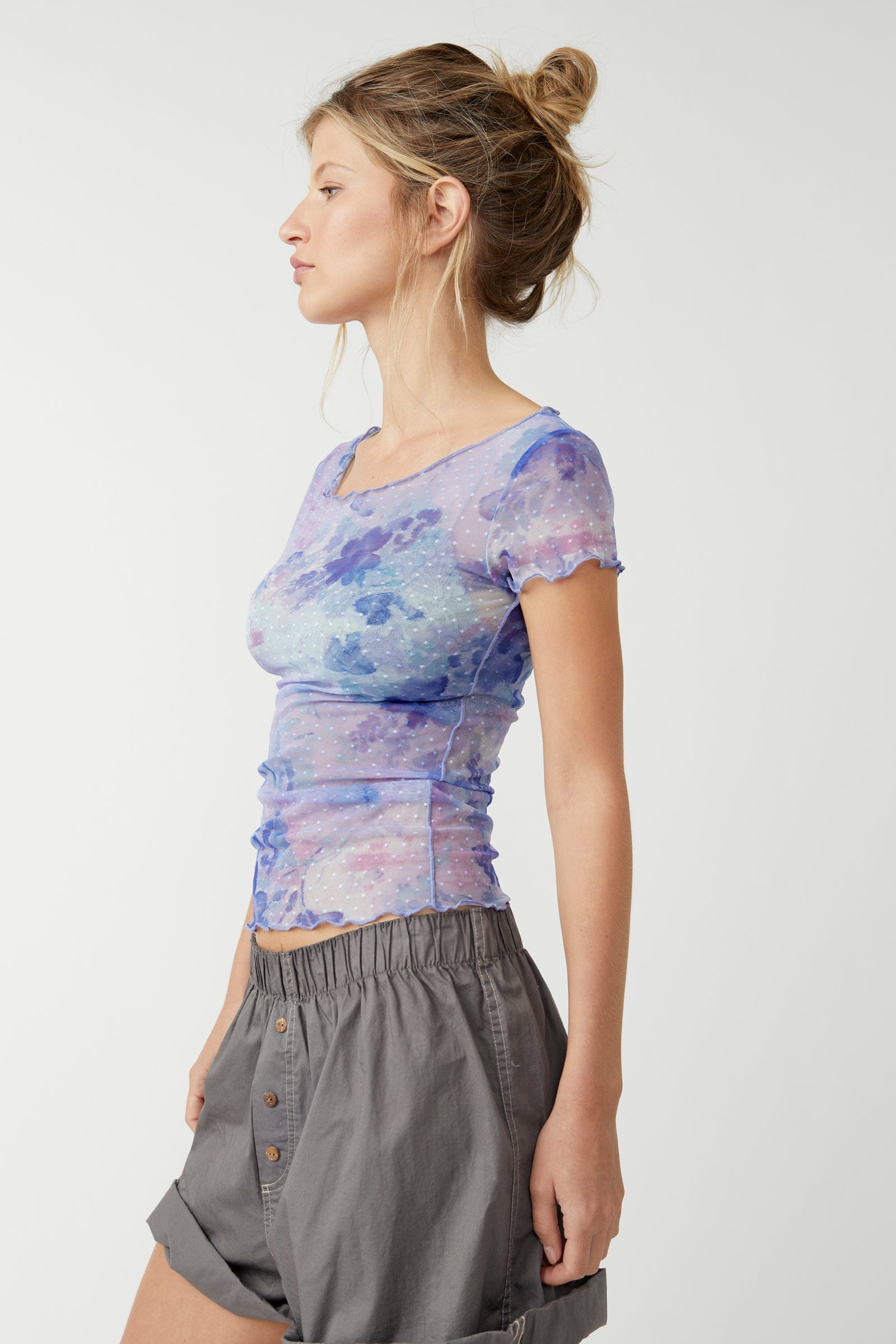 TOPS - FREE PEOPLE - Print On The Dot Baby Tee - PLENTY