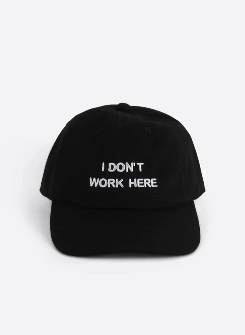 INTENTIONALLY BLANK ACCESSORIES Black White I Don't Work Here Dad Cap