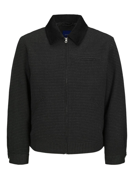 JACK JONES m jackets Black Checks / S Eaton Wool Worker Jacket