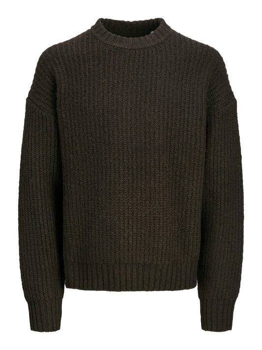 JACK JONES M SWEATERS Chocolate Torte / S Queens Knit Crew Neck