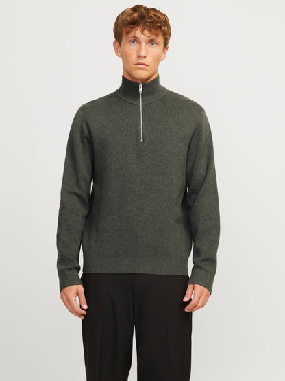 JACK JONES M SWEATERS Peat Melange / S Milano Half Zip