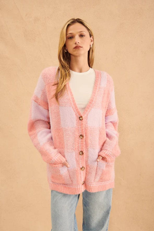 JOHN & JENN sweater Sweet Peach / XS Gabriel Plaid Cardigan