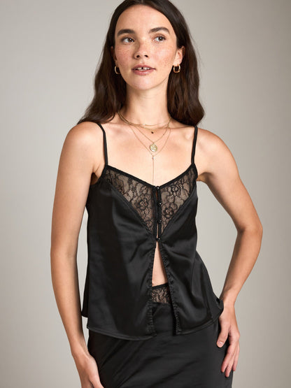 TOPS - LOVEFINN - Satin Cami with Lace Insert - PLENTY