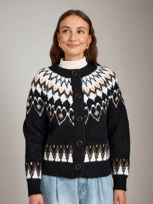 LOVEFINN sweater Black / XS Rada Fairisle Cardigan