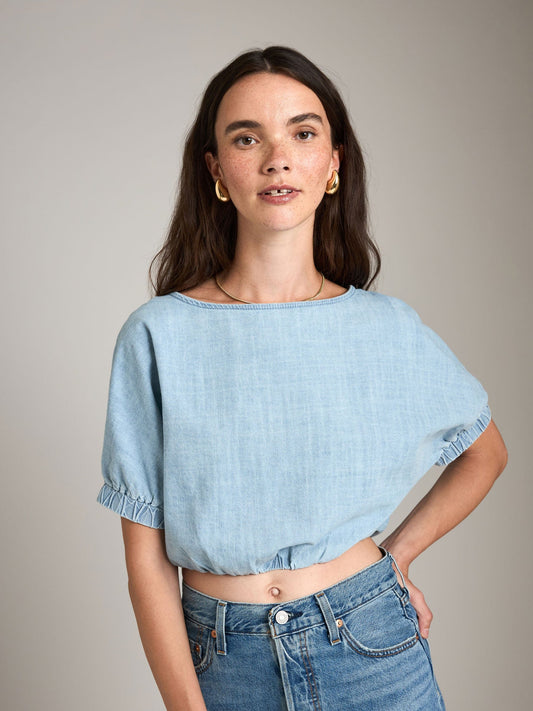 TOPS - LOVEFINN - Balloon Sleeve Denim Top - PLENTY