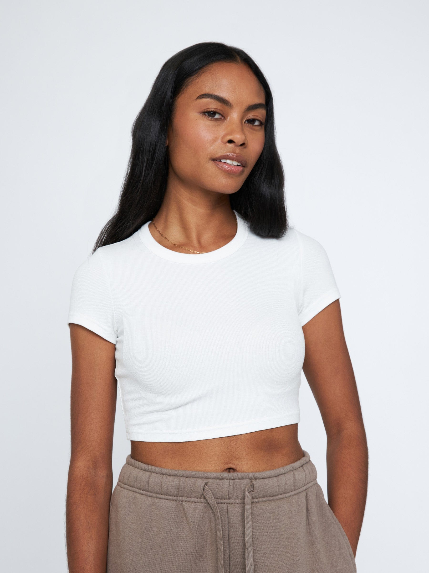 TOPS - LOVEFINN - Crop Rib Shortsleeve Tee - PLENTY