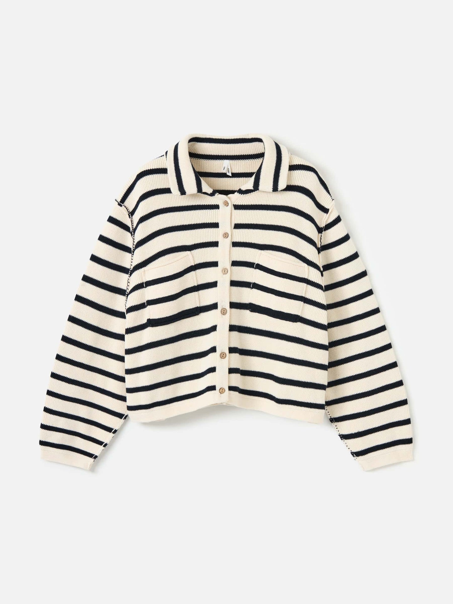 LOVEFINN sweater Stripe Cardi With Collar