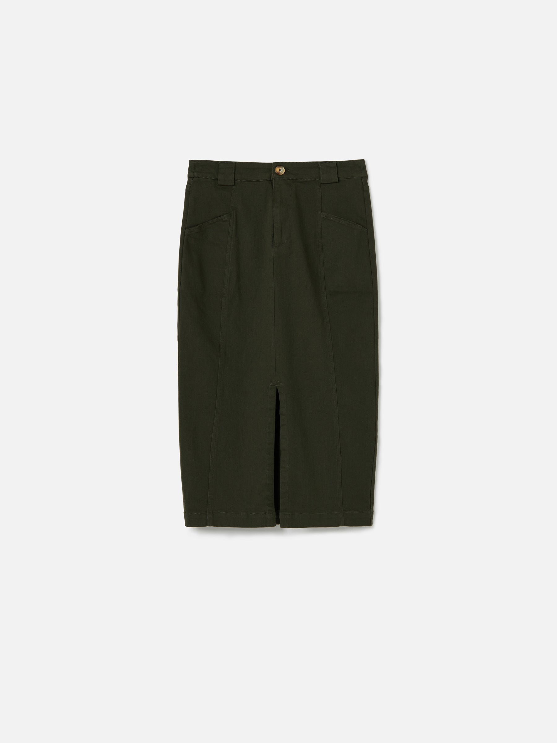 Bottoms - M&L THE LABEL - Cotton Twill Ira Pencil Midi Skirt - PLENTY