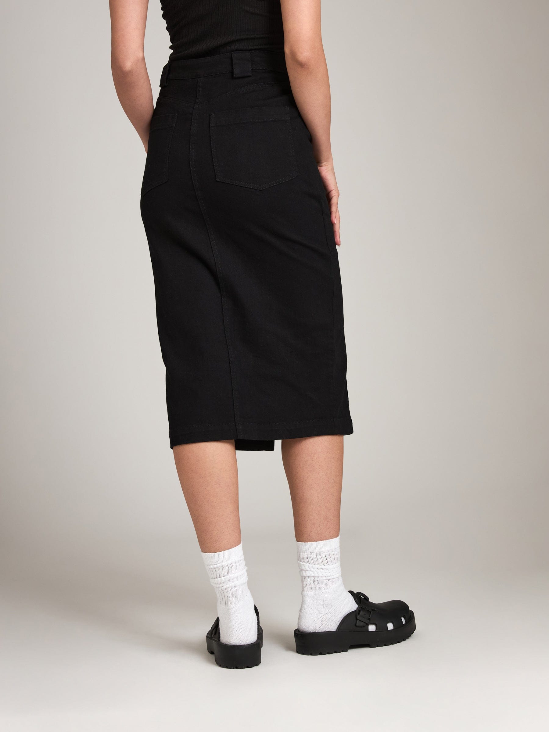 Bottoms - M&L THE LABEL - Cotton Twill Ira Pencil Midi Skirt - PLENTY